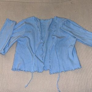 Shein Blue Tie Cropped Sweater